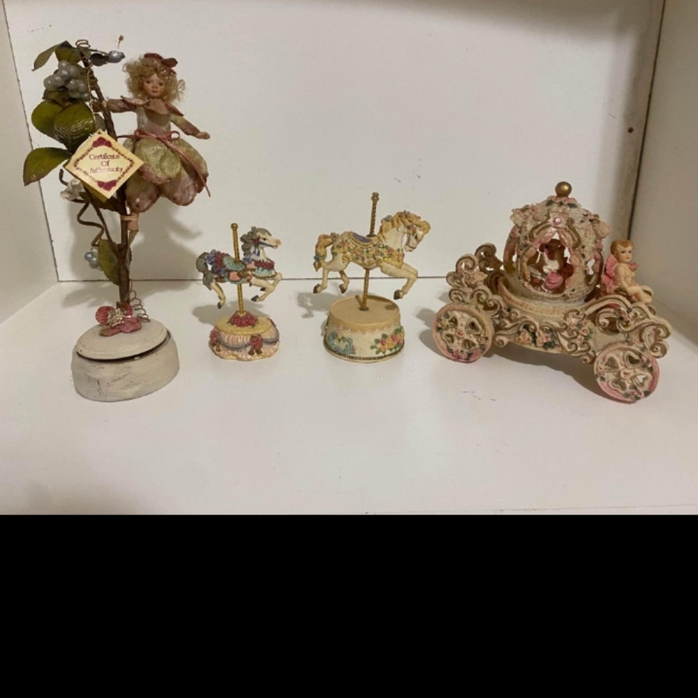 Vintage Fairy and Carousel Figurines Set